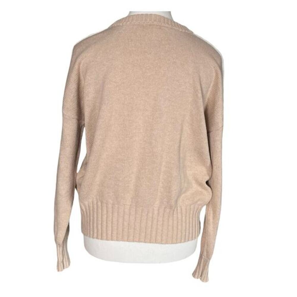 MINNIE ROSE Womens XS Star Sweater Tan Beige Cream Cotton Cashmere Crew Pullover - Picture 6 of 9